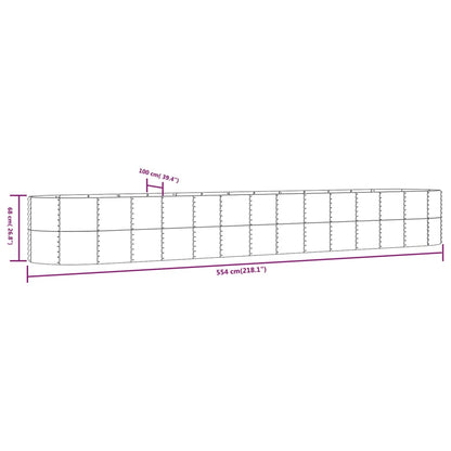 Canteiro elevado jardim 554x100x68 cm aço revestido a pó verde