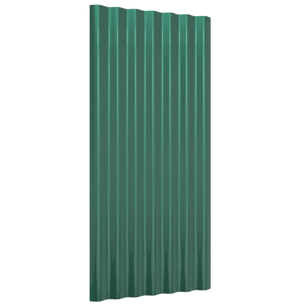 Painéis de telhado 12 pcs 80x36 cm aço revestido a pó verde