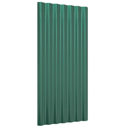 Painéis de telhado 12 pcs 80x36 cm aço revestido a pó verde