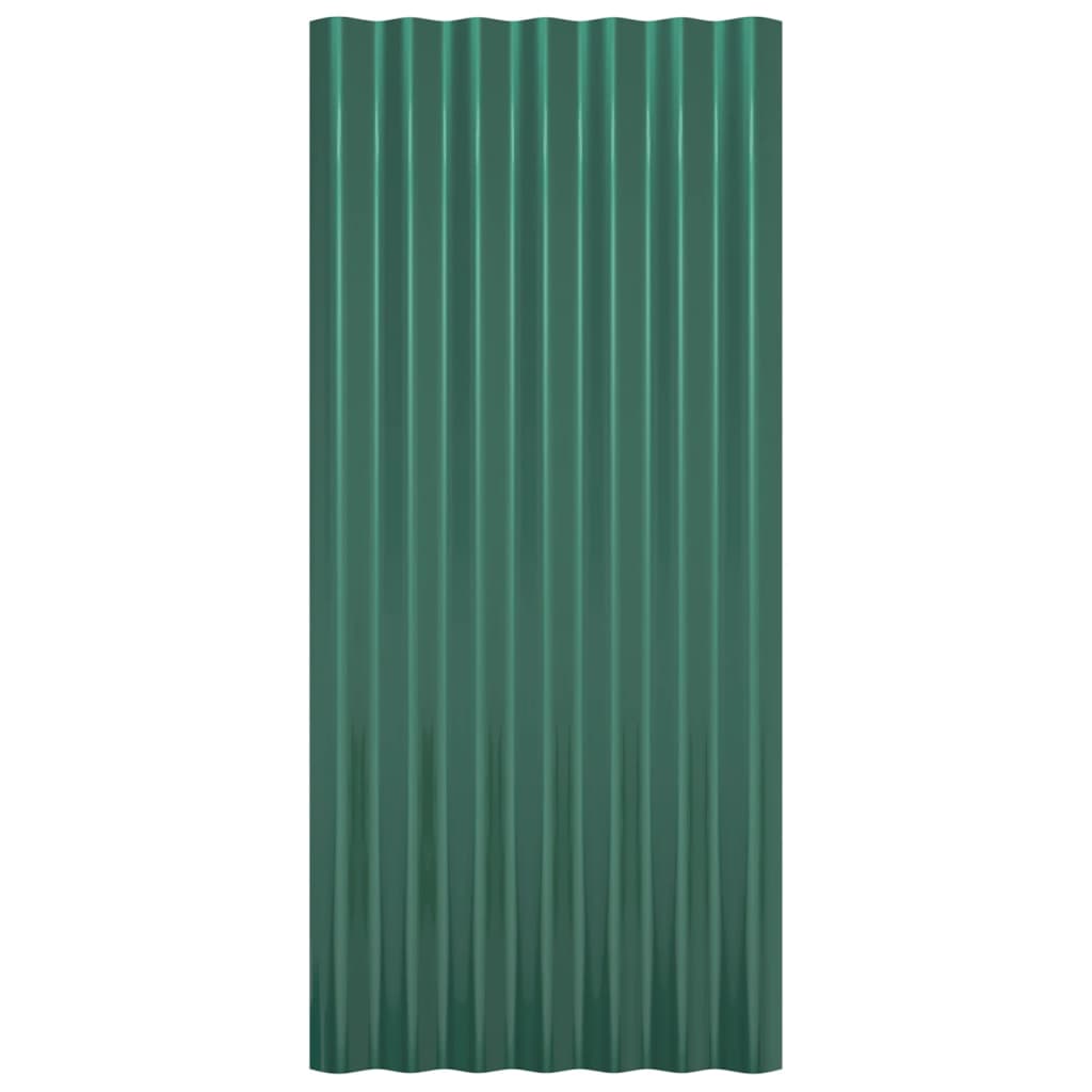 Painéis de telhado 12 pcs 80x36 cm aço revestido a pó verde