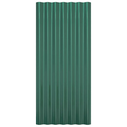 Painéis de telhado 12 pcs 80x36 cm aço revestido a pó verde