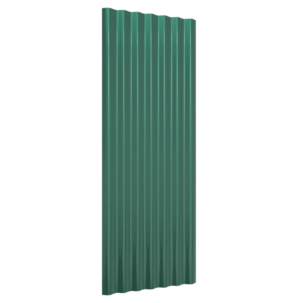 Painéis de telhado 12 pcs 100x36 cm aço revestido a pó verde