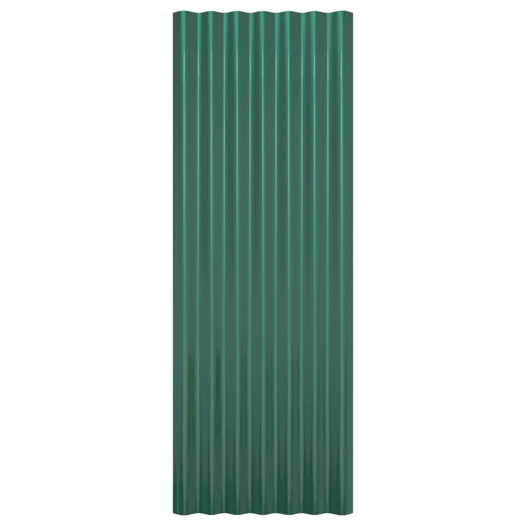 Painéis de telhado 12 pcs 100x36 cm aço revestido a pó verde