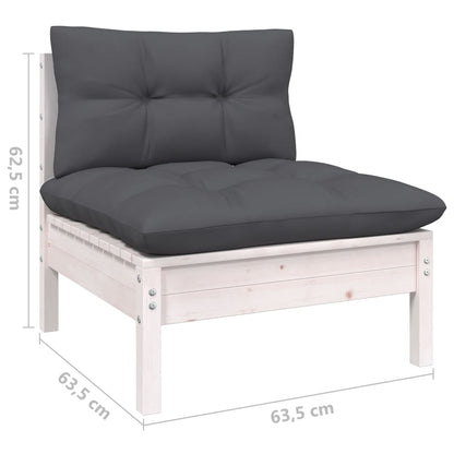 3 pcs conj. lounge de jardim com almofadões antracite pinho