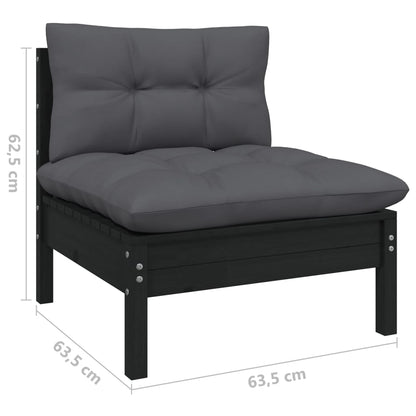 3 pcs conj. lounge de jardim com almofadões antracite pinho