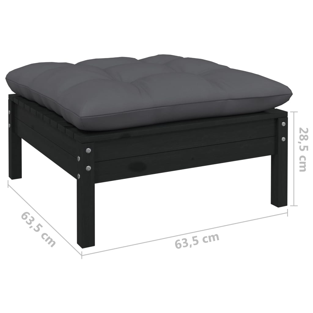 3 pcs conj. lounge de jardim com almofadões antracite pinho