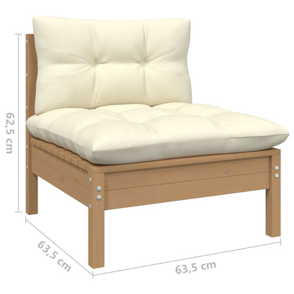 5 pcs conjunto lounge jardim c/ almofadões cor creme pinho