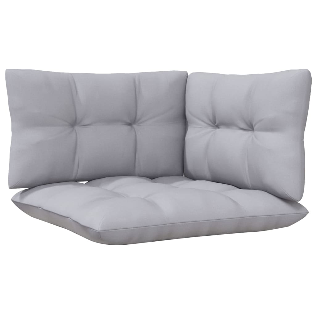 3 pcs conjunto lounge de jardim c/ almofadões cinzentos pinho