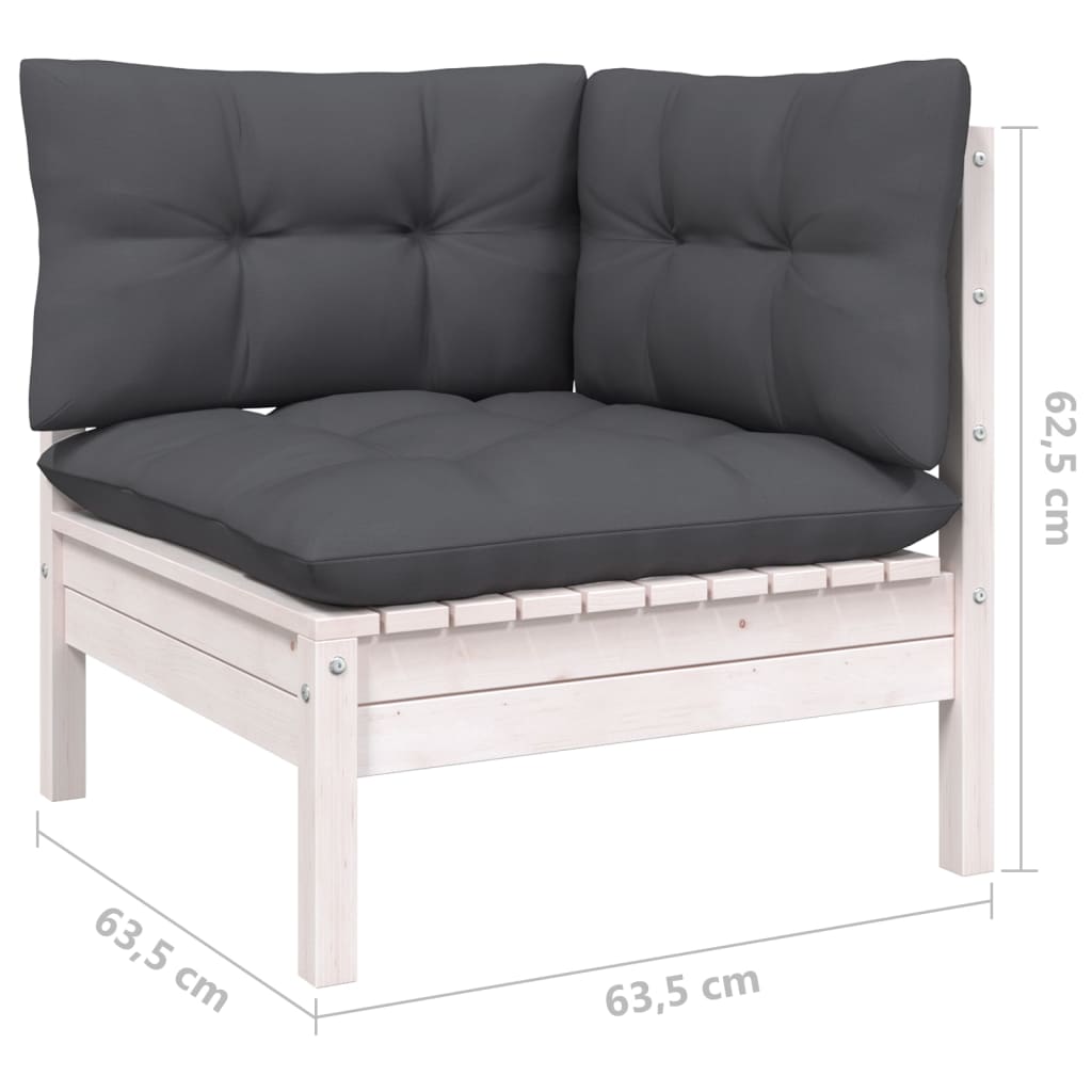 3 pcs conj. lounge de jardim com almofadões antracite pinho