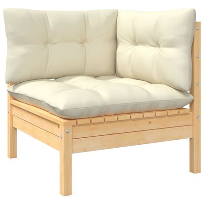 5 pcs conjunto lounge jardim c/ almofadões cor creme pinho