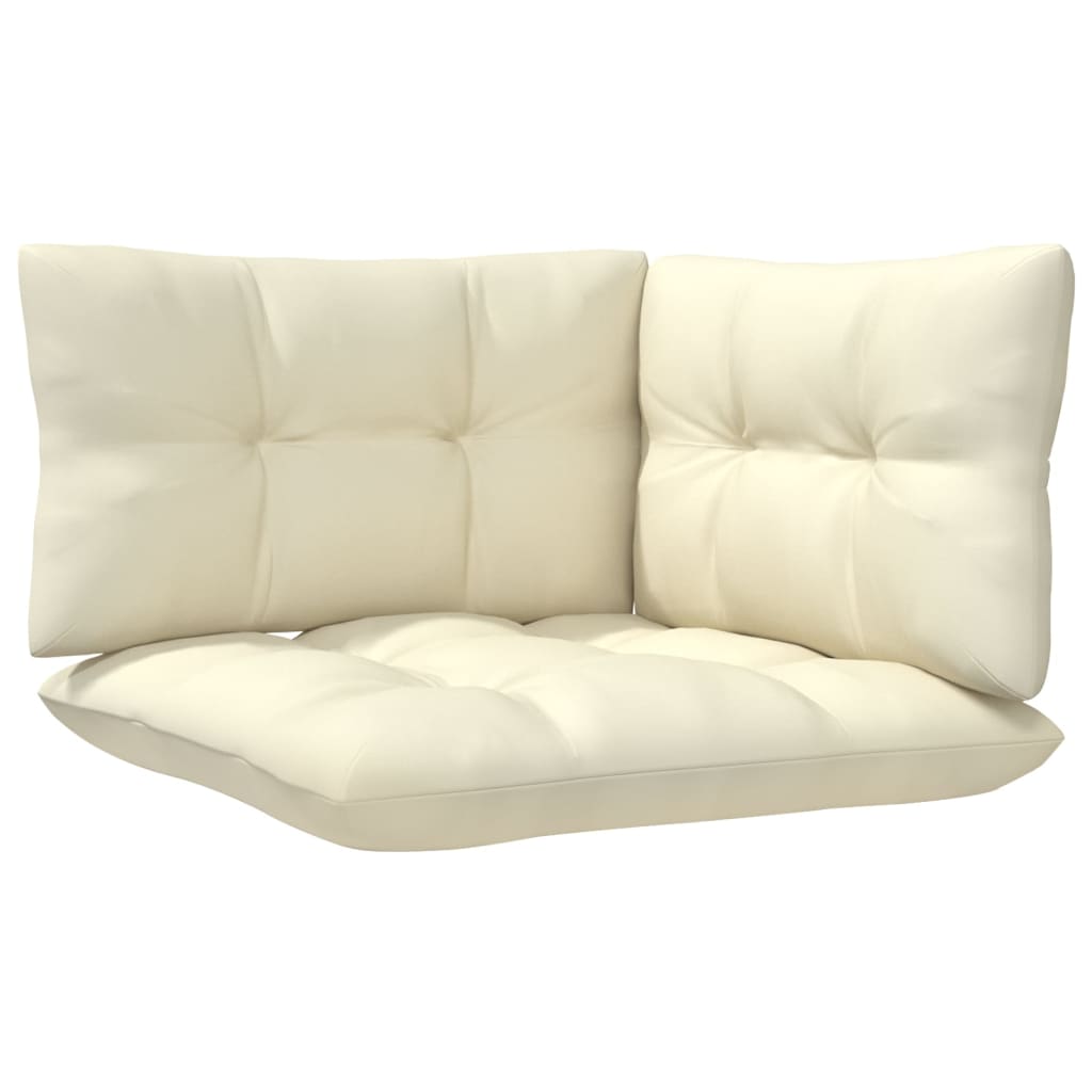 5 pcs conjunto lounge jardim c/ almofadões cor creme pinho