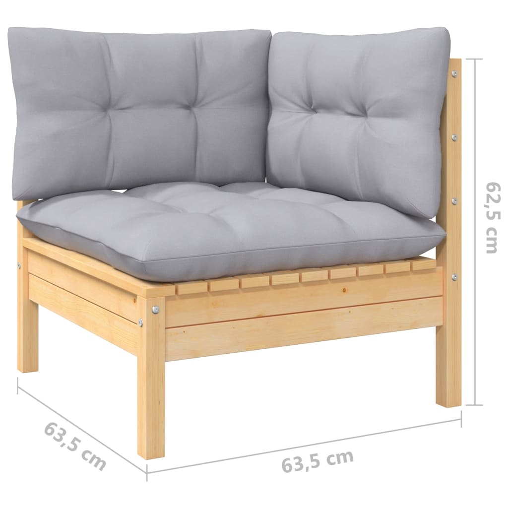 8 pcs conjunto lounge de jardim + almofadões cinza pinho