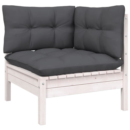 4 pcs conjunto lounge de jardim c/ almofadões pinho antracite