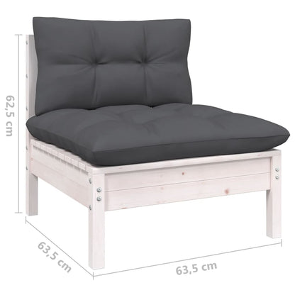 4 pcs conjunto lounge de jardim c/ almofadões pinho antracite