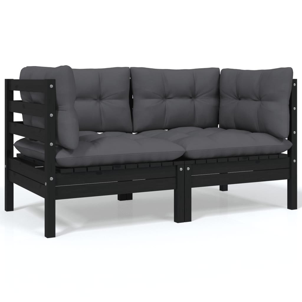 4 pcs conjunto lounge jardim c/ almofadões pinho maciço