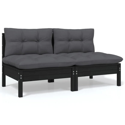 4 pcs conjunto lounge jardim c/ almofadões pinho maciço