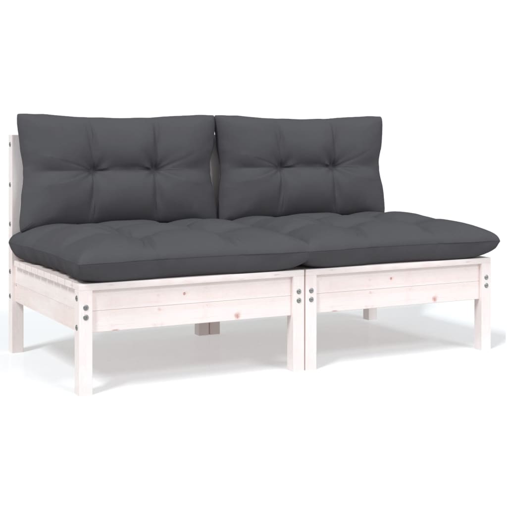 8 pcs conjunto lounge de jardim c/ almofadões pinho maciço