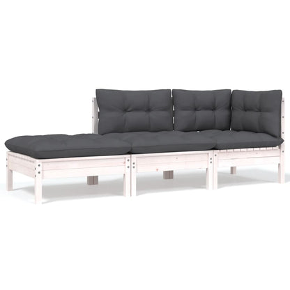 8 pcs conjunto lounge de jardim c/ almofadões pinho maciço