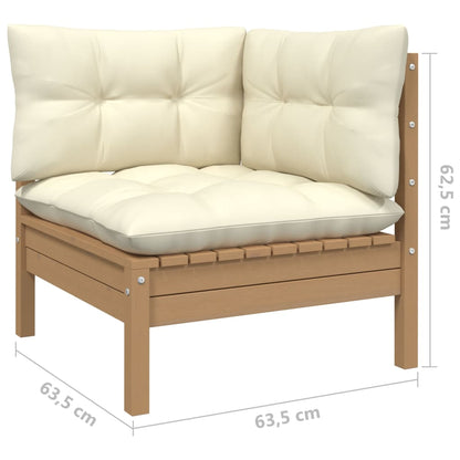 8 pcs conjunto lounge de jardim c/ almofadões pinho maciço