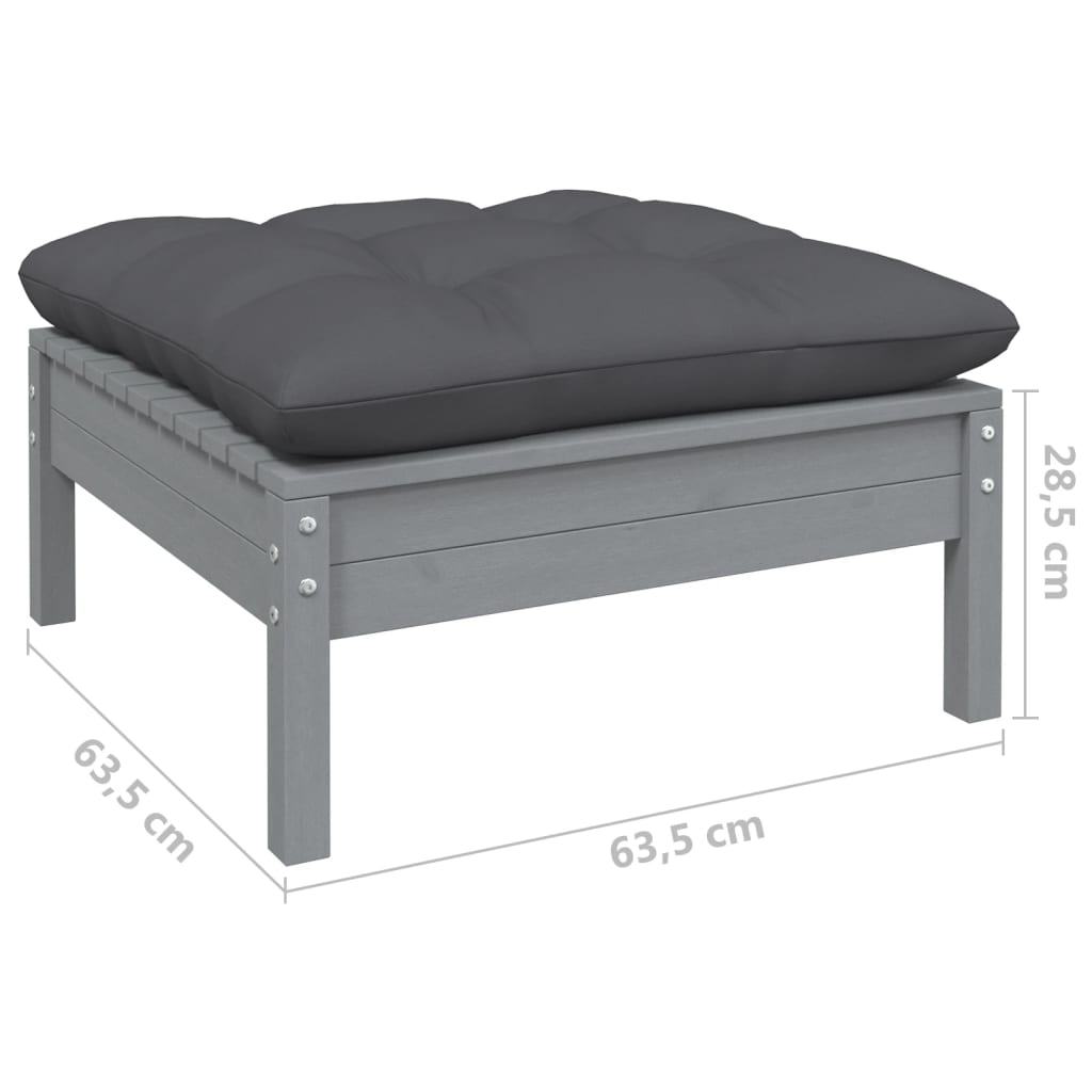 5 pcs conjunto lounge de jardim c/ almofadões pinho maciço