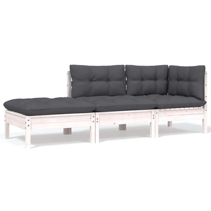 6 pcs conjunto lounge de jardim c/ almofadões pinho maciço