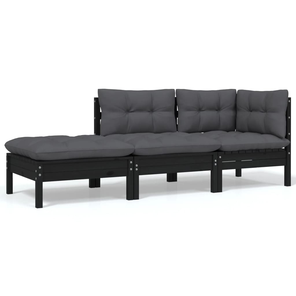 6 pcs conjunto lounge jardim c/ almofadões pinho maciço