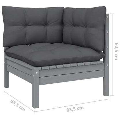 6 pcs conjunto lounge de jardim c/ almofadões pinho maciço