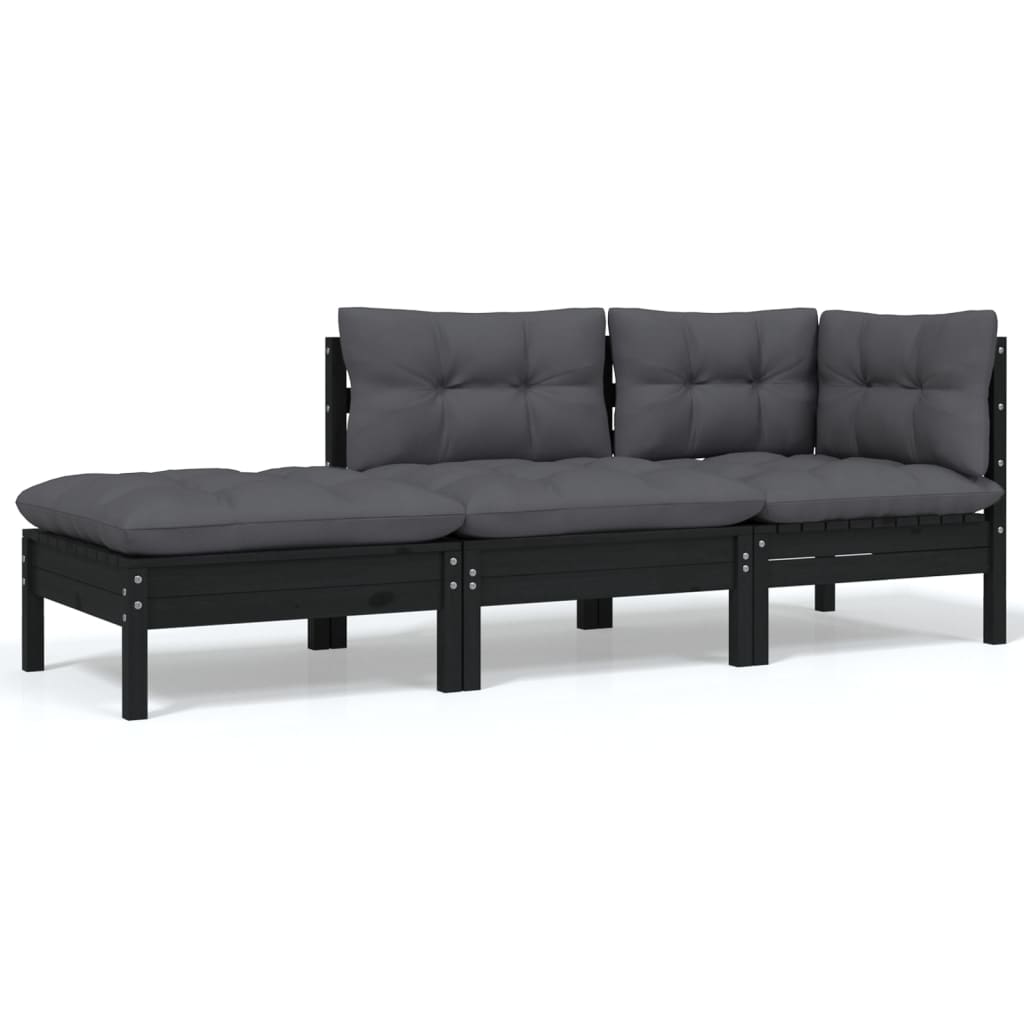 8 pcs conjunto lounge jardim c/ almofadões pinho maciço