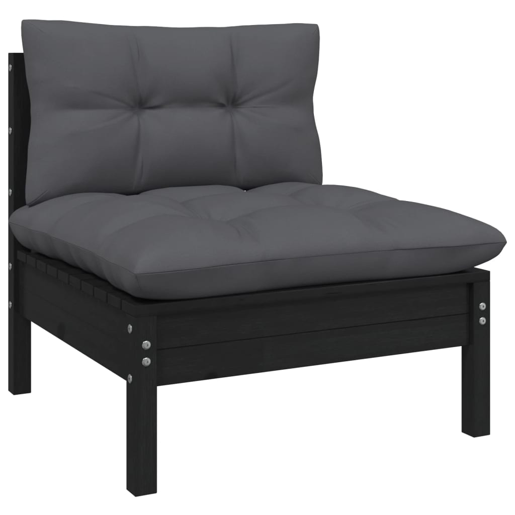 8 pcs conjunto lounge de jardim c/ almofadões pinho maciço