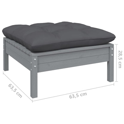 9 pcs conjunto lounge de jardim c/ almofadões pinho maciço