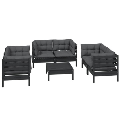 7 pcs conjunto lounge de jardim c/ almofadões pinho maciço