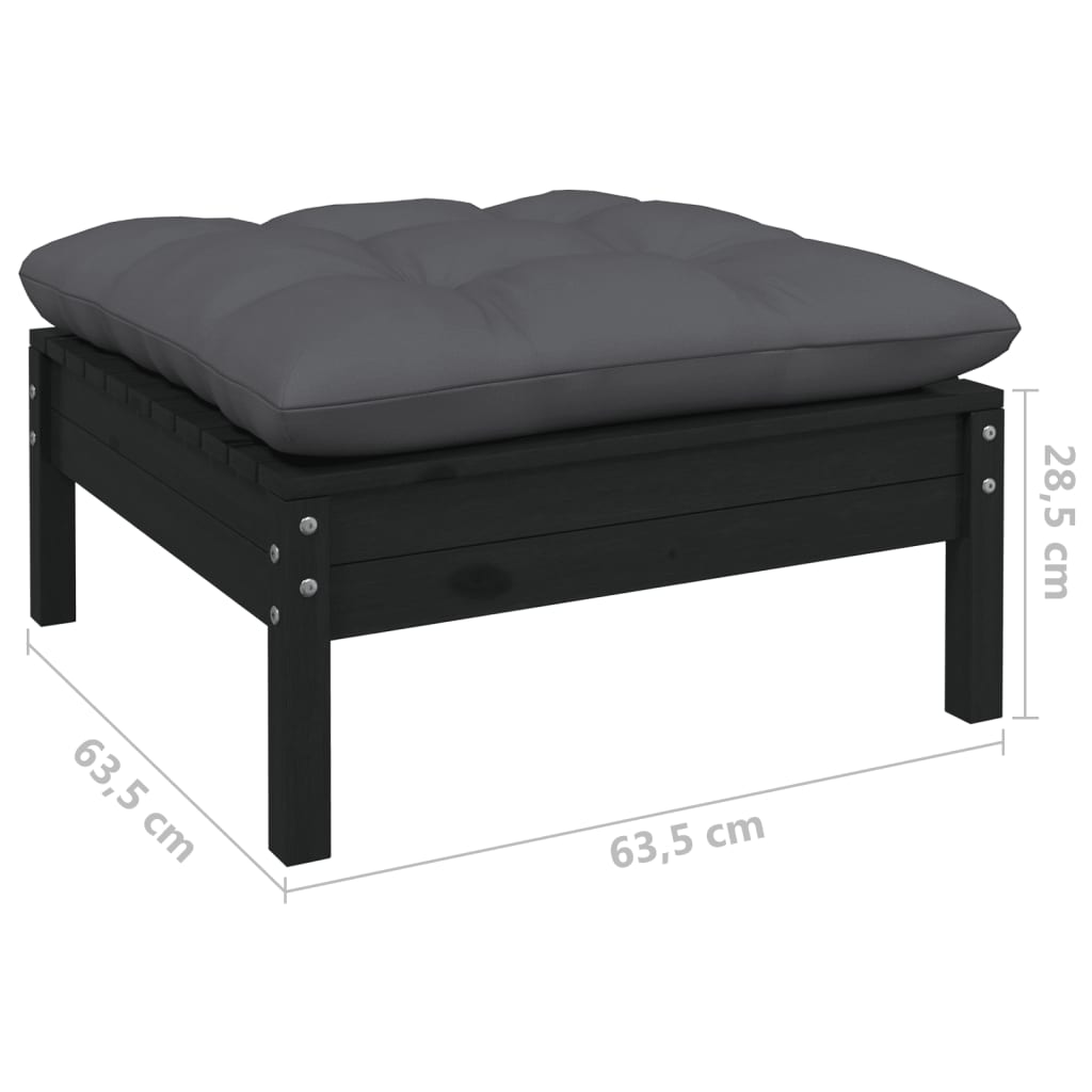 7 pcs conjunto lounge de jardim c/ almofadões pinho maciço