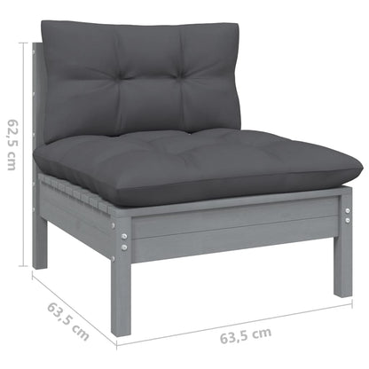 8 pcs conjunto lounge de jardim c/ almofadões pinho maciço