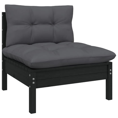 3 pcs conjunto lounge de jardim c/ almofadões pinho maciço