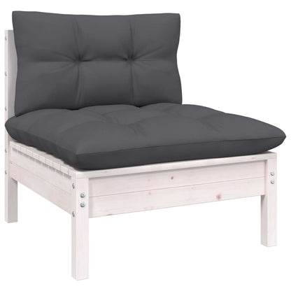 4 pcs conjunto lounge de jardim c/ almofadões pinho maciço