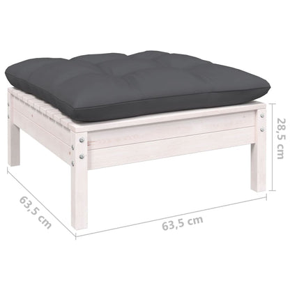 4 pcs conjunto lounge de jardim c/ almofadões pinho branco