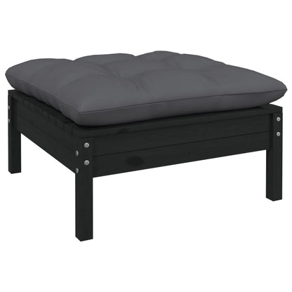 6 pcs conjunto lounge de jardim c/ almofadões pinho preto