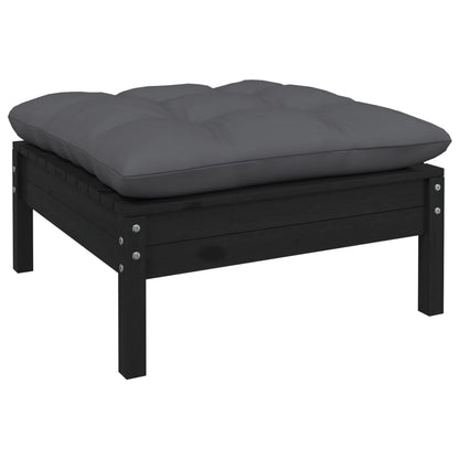 5 pcs conjunto lounge de jardim c/ almofadões pinho preto