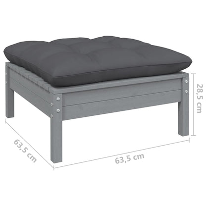 5 pcs conjunto lounge de jardim c/ almofadões pinho cinza