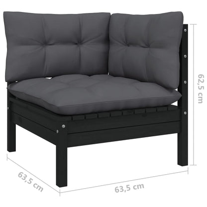 6 pcs conjunto lounge de jardim c/ almofadões pinho preto