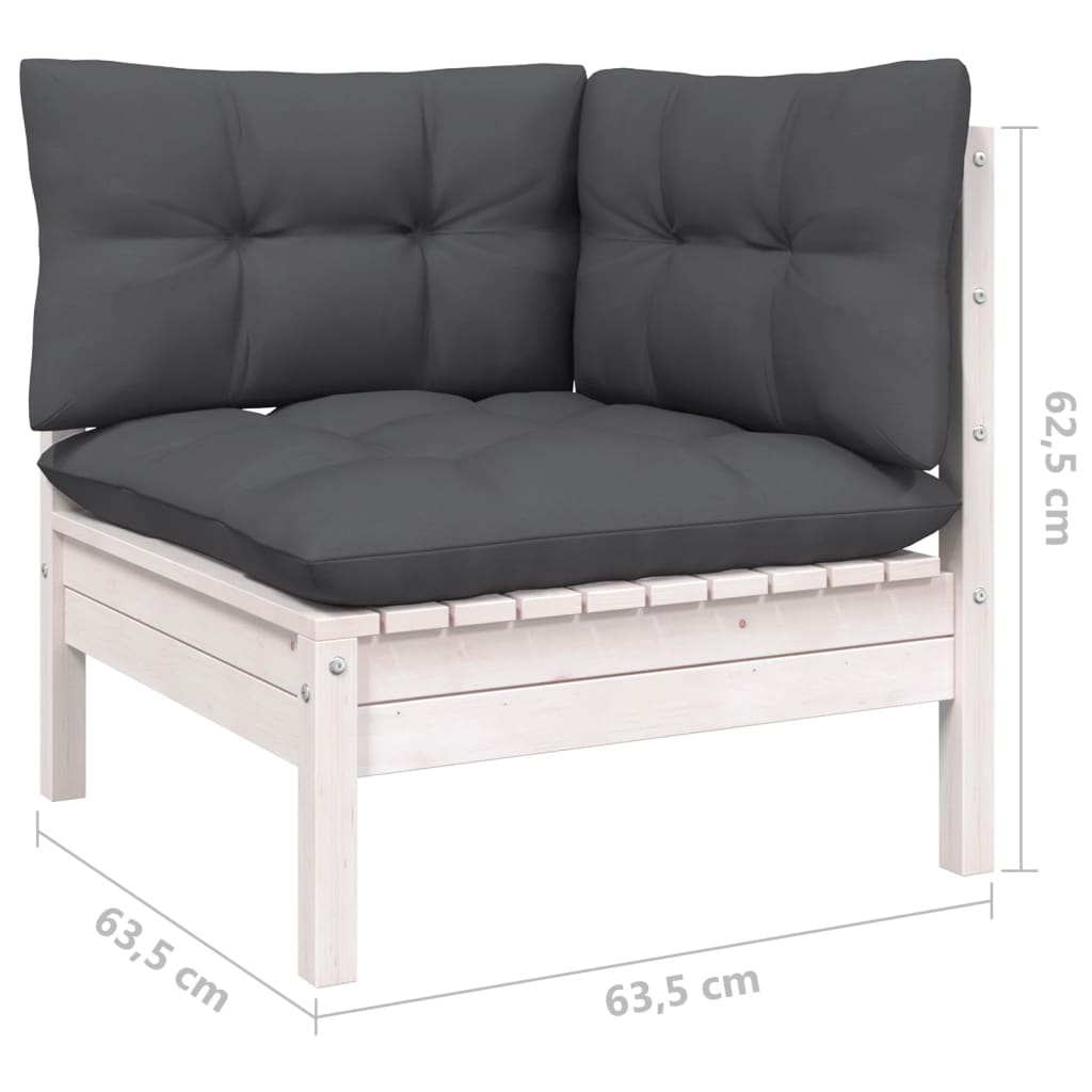 8 pcs conjunto lounge de jardim c/ almofadões pinho branco