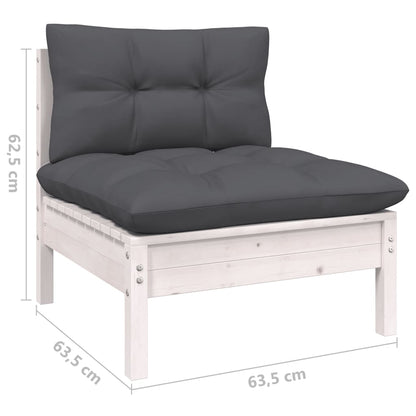 9 pcs conjunto lounge de jardim c/ almofadões pinho branco