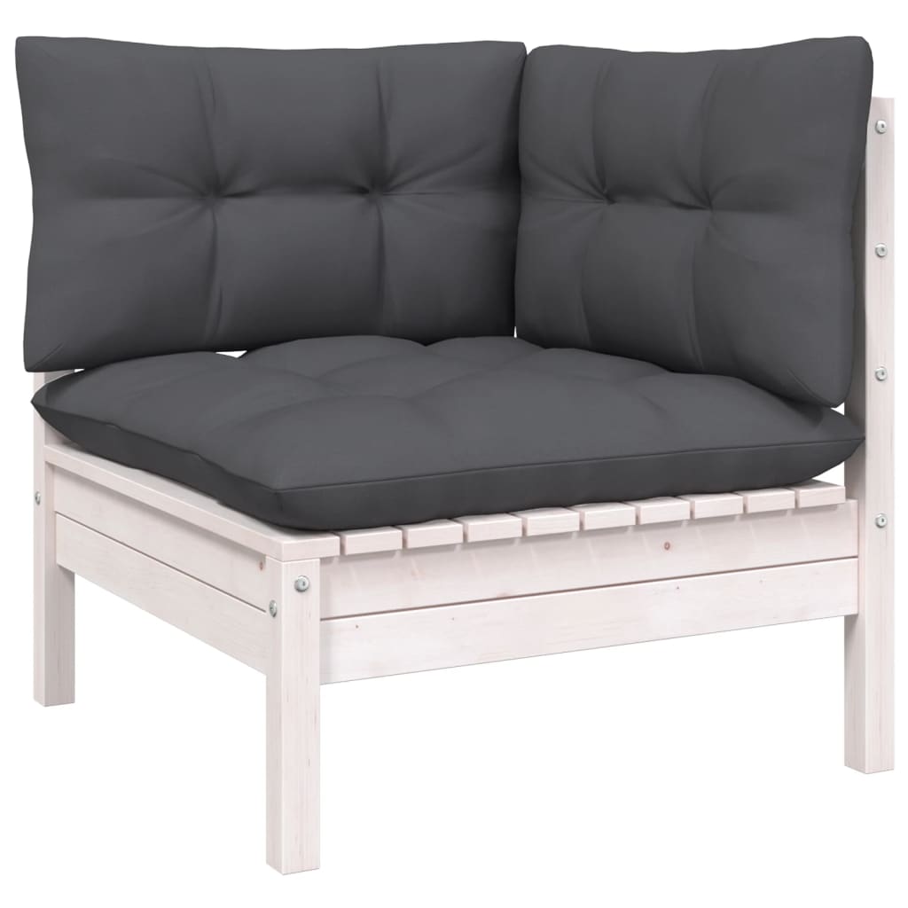 13 pcs conjunto lounge de jardim c/ almofadões pinho branco