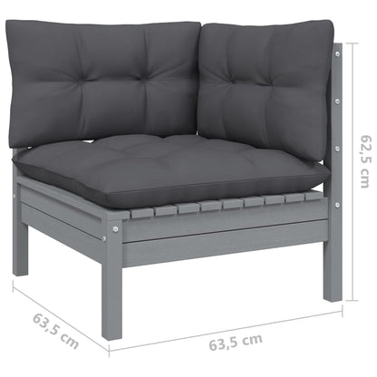 13 pcs conjunto lounge de jardim c/ almofadões pinho cinza