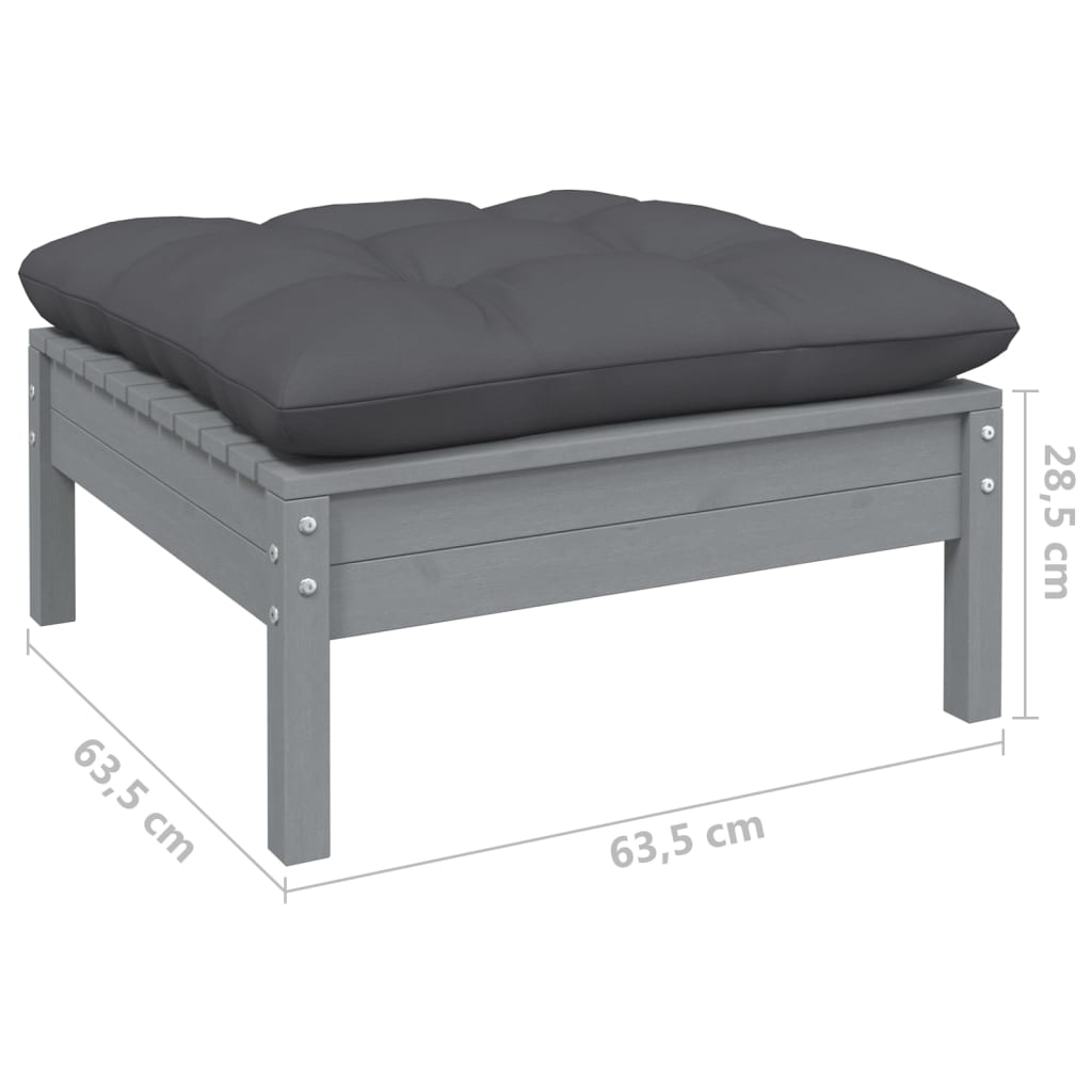 13 pcs conjunto lounge de jardim c/ almofadões pinho cinza