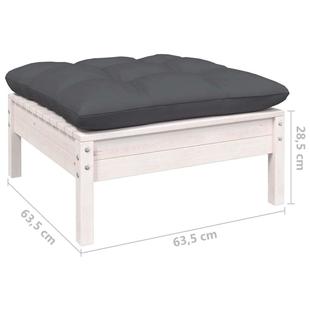 8 pcs conjunto lounge de jardim c/ almofadões pinho branco