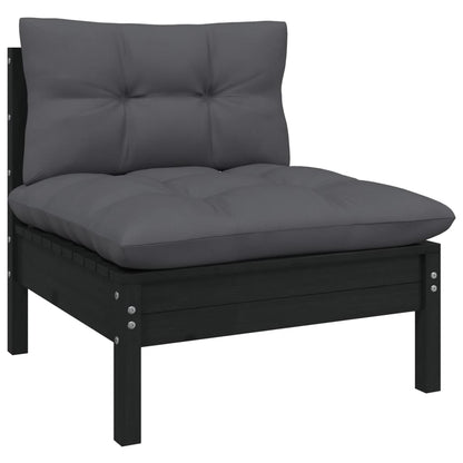 14 pcs conjunto lounge de jardim c/ almofadões pinho preto