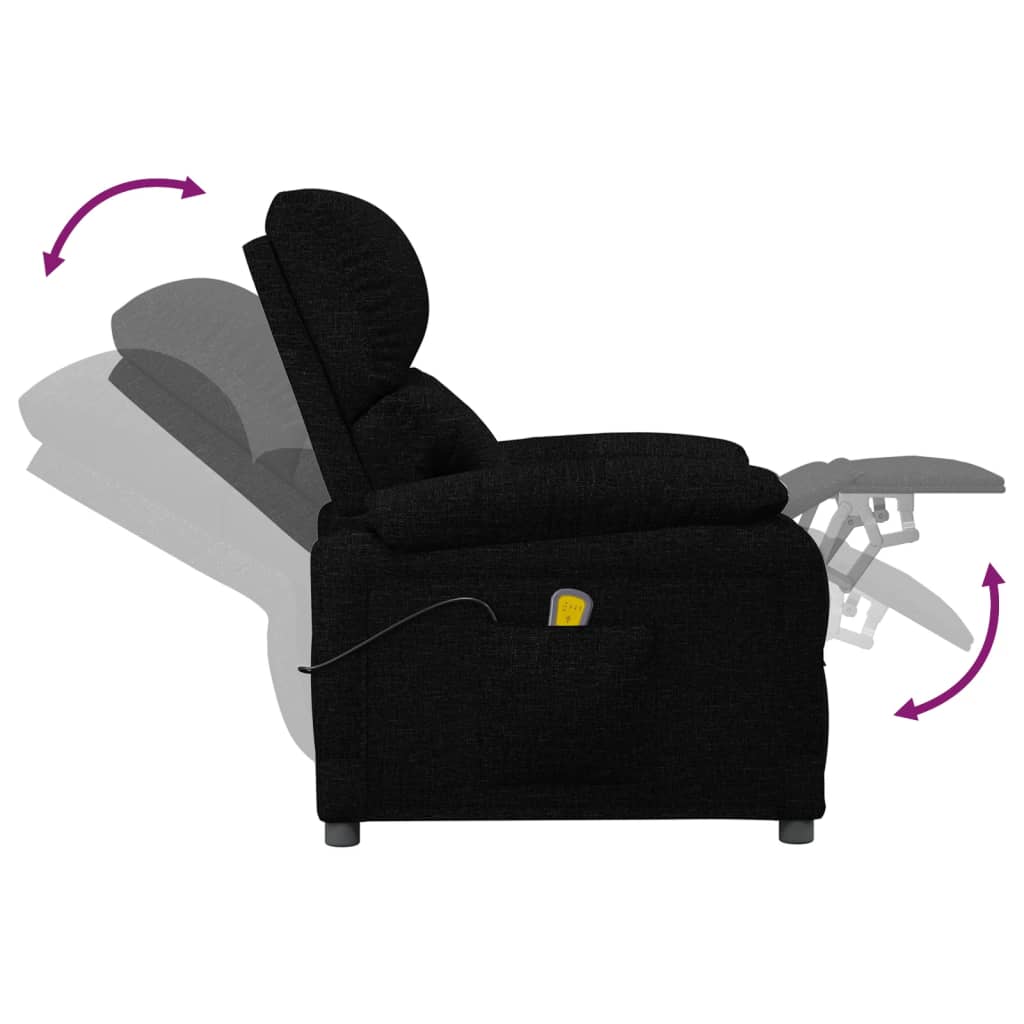 Poltrona Tuki com Massagens Reclinável em Tecido - Preto - Design Moderno