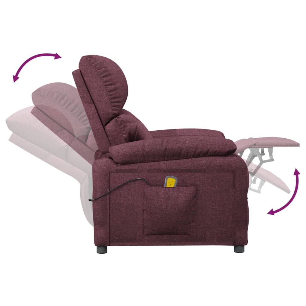 Poltrona Tuki com Massagens Reclinável em Tecido - Roxo - Design Moderno