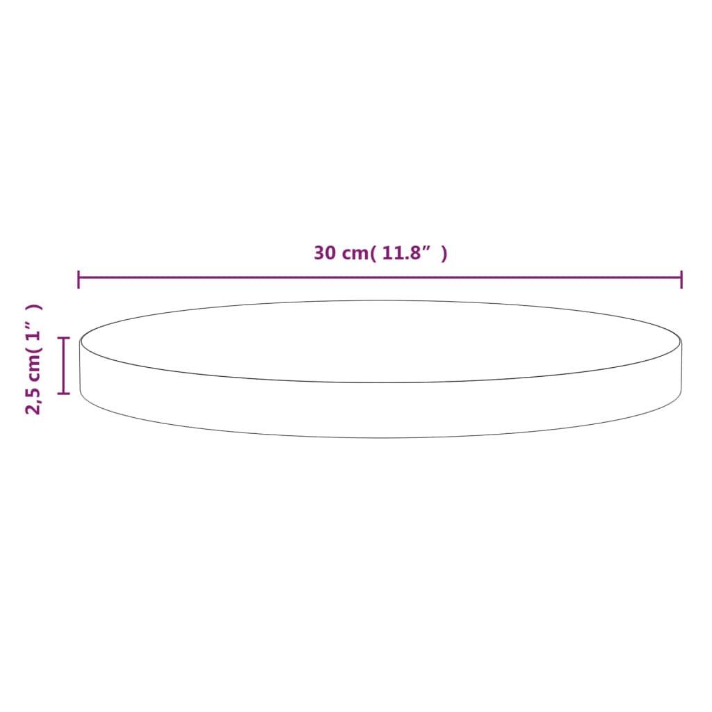 Tampo de mesa pinho maciço Ø30x2,5 cm cinzento